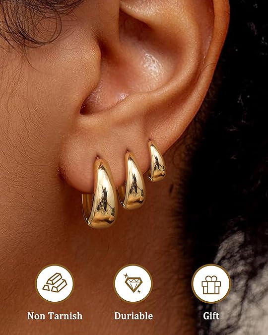 3-Pairs 14K Gold Plated Hoop Earrings – Small Hypoallergenic Huggies