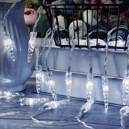 Christmas Battery Powered Icicle Lights – 20ft 40 LED Indoor String Lights