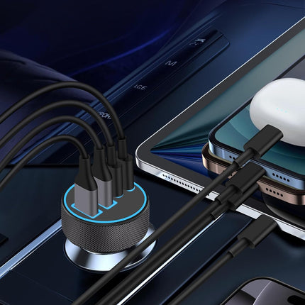 USB C 4-Port Car Charger – 90W Fast Charging for iPhone, iPad, Tablets & More