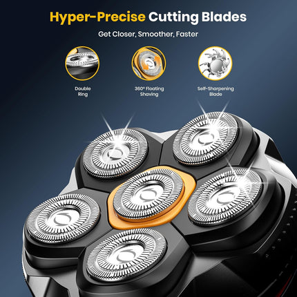 Magnetic Head Shaver for Bald Men IPX7 Waterproof Wet Dry Electric Razor
