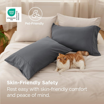 2-Pack Queen Pillowcases – Dark Grey, Double Brushed Microfiber, 20"x30"