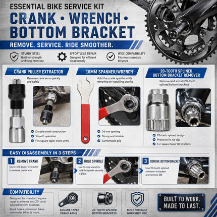 10-Piece Professional Bike Tool Kit, Cassette Wrench, Crank Puller & Chain Breaker
