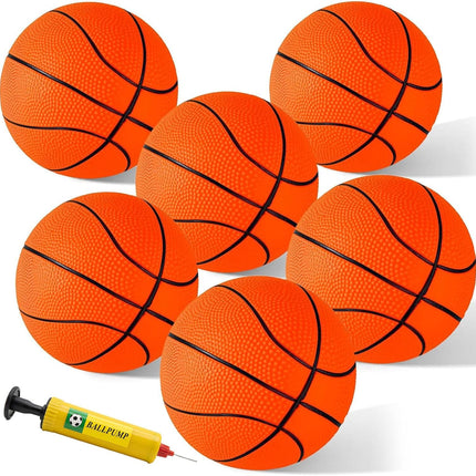 6PCS 5in Mini Basketballs with Pump, Indoor Outdoor Play Balls for Kids, Orange