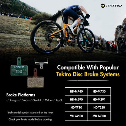 E10.11 Disc Brake Pads, Resin Compound for TRP Tektro Shimano Brakes, Smooth Braking
