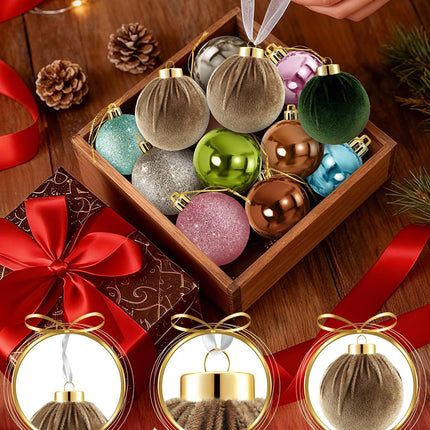 36PCS Velvet Christmas Ornaments – Shatterproof Tree Balls in 6 Colors
