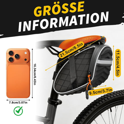Waterproof Bike Saddle Bag, 3D Shell Under Seat Bicycle Storage Pouch with Reflective