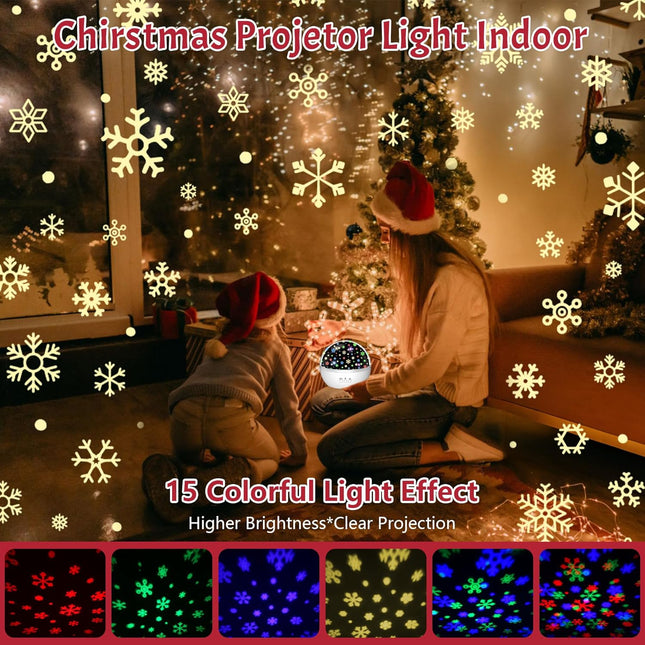 Christmas Snowflake Projector Night Light – Indoor Star Projector for Kids’ Room Decor