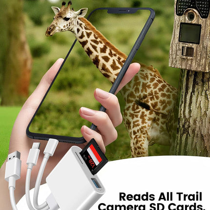 3-in-1 SD Card Reader – Lightning, USB-C & USB-A Adapter for iPhone & iPad