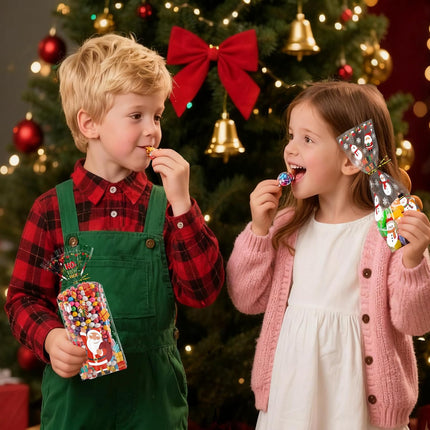 120PCS Christmas Treat Bags Cellophane Candy Bags Xmas Party Favors
