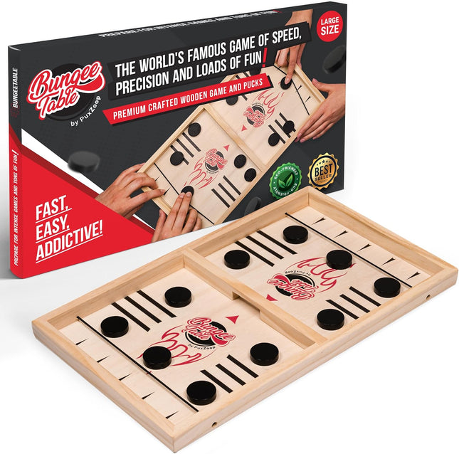 Fast Sling Puck Game Wooden Air Hockey Board Family Party Game for All Ages