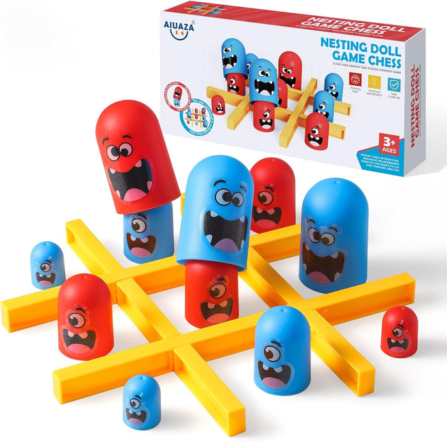 Tic Tac Toe Strategy Board Game for Kids Family 2 Player Tabletop Game