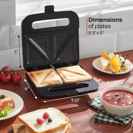 Sandwich & Panini Maker – 2-Slice, 750 Watts, Nonstick Cooking Surface