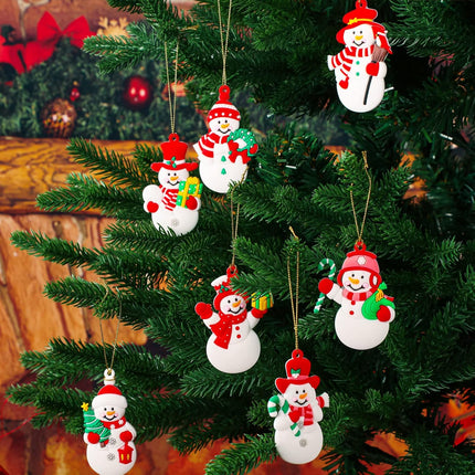 16PCS Christmas Snowman Ornaments, Resin Hanging Tree Ornaments Set for Holiday Decor