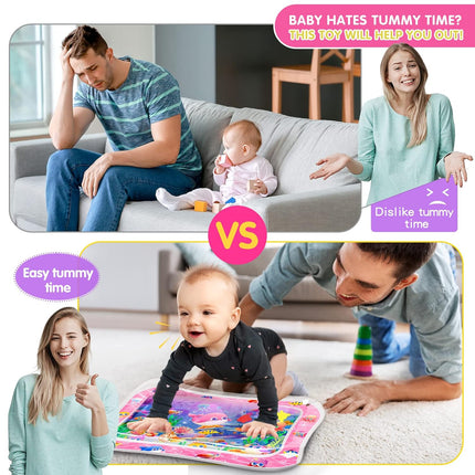 Tummy Time Water Play Mat for Baby, Muscle Strengthening Toy 3-24 Months