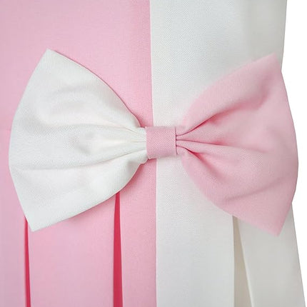 Kids Girls Contrast Bow Tie Dress Color Block Everyday Party Dress Size 4-14