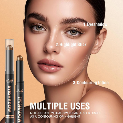 8 Color Dual-Ended Eyeshadow Stick Set, Waterproof Matte Shimmer, Smoky Eye Makeup