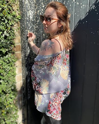 Women's Floral Print Puff Sleeve Kimono Cardigan Loose Casual Cover Up Blouse Top 2026