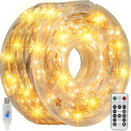 66FT 200 LED USB Fairy Lights with Remote, 8 Modes Waterproof String Lights