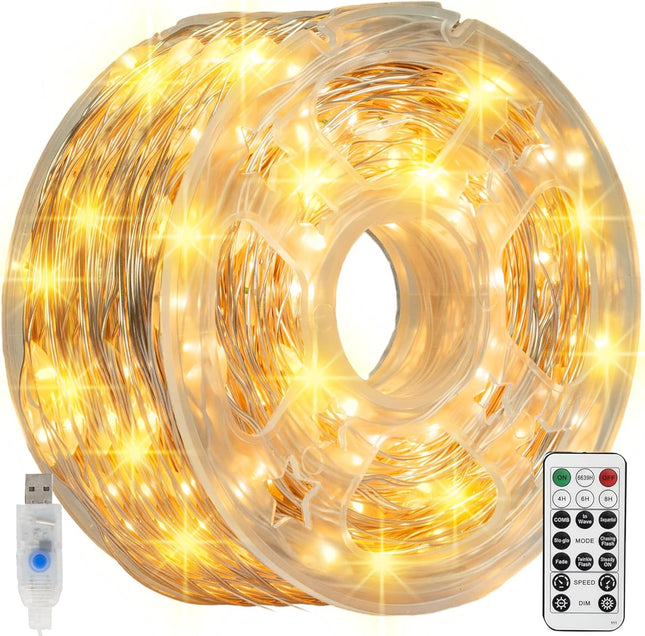66FT 200 LED USB Fairy Lights with Remote, 8 Modes Waterproof String Lights