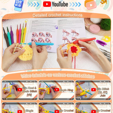 58PCS Crochet Set – Hooks and Yarn, Travel-Friendly Knitting Kit