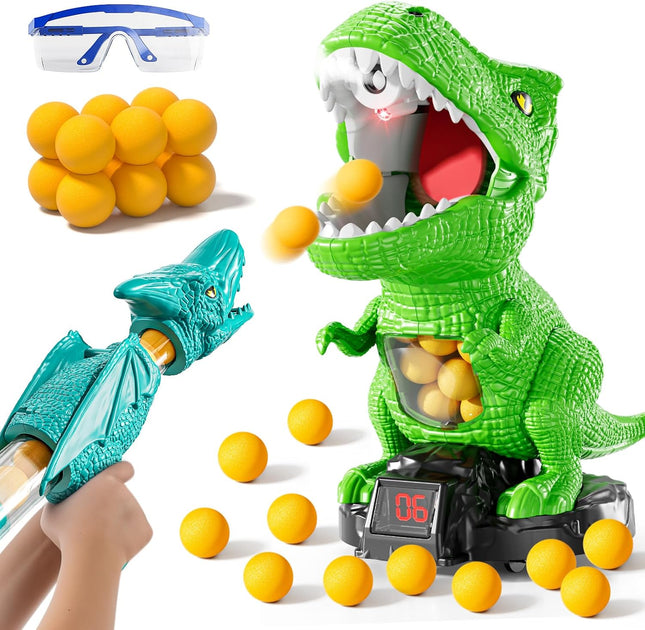 Dinosaur Shooting Game Toy – Light & Sound Scoreboard with 12 Foam Balls