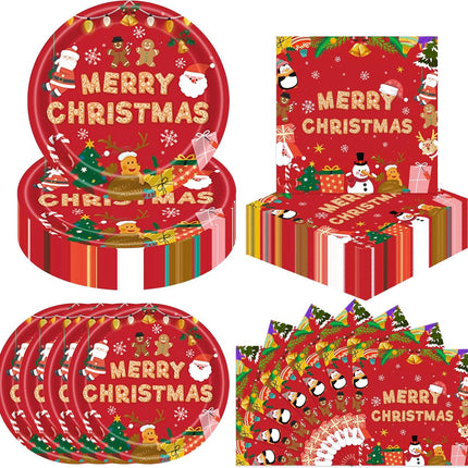 Christmas Party Tableware Set – 40PCS Tree Plates & Napkins for Holidays