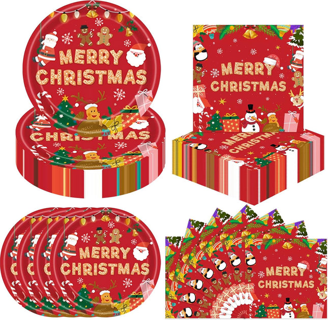 Christmas Party Tableware Set – 40PCS Tree Plates & Napkins for Holidays