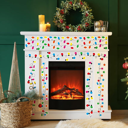 8PCS Christmas Light Wall Stickers – Merry Christmas Window Clings, 2 Sheets