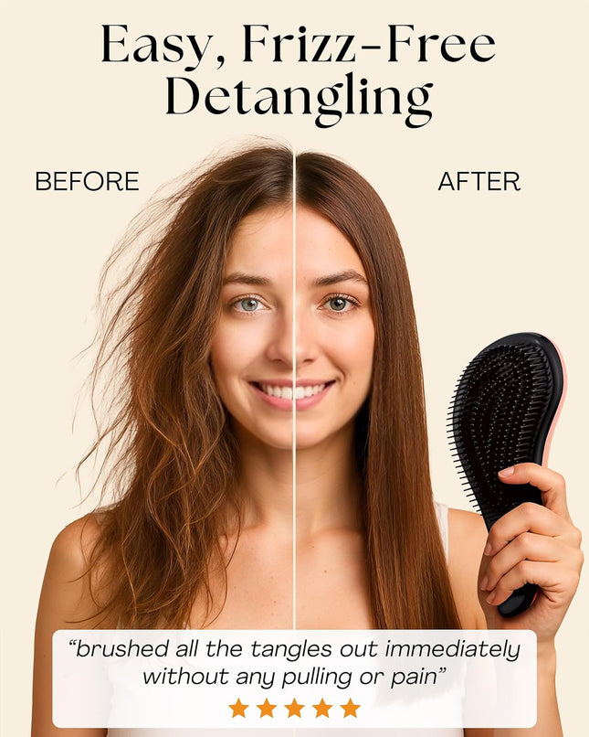 Rose Gold Detangling Hair Brush for Wet Dry Curly Thick Straight Hair