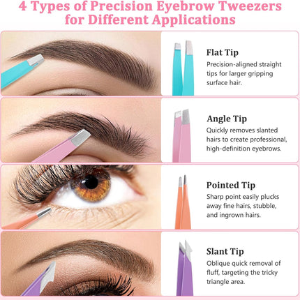 7-Piece Eyebrow Tweezers Set for Women with Scissors & Brush – Perfect Gift Kit