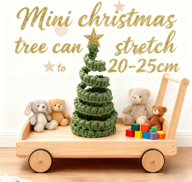 4pcs Mini Christmas Trees with Glitter Stars, Rustic Tabletop Holiday Decor