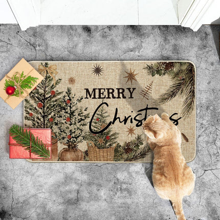 Christmas Doormat with Holly Design Low-Profile 17x29 Inch Floor Mat