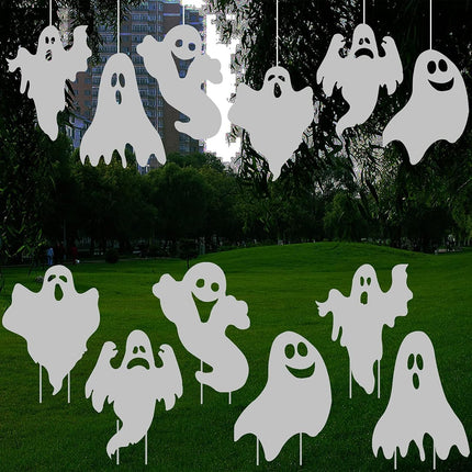 6-Pack Halloween Ghost Lawn Stakes, Cute Yard Signs for Garden, Porch & Party Decor