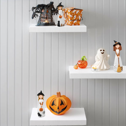 3-Piece Halloween Witch Figurines, Resin Tabletop Decor, Shelf Sitter Centerpieces