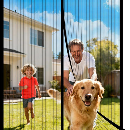 Magnetic Screen Door Mesh 38 x 82 Inch for 36 x 80 Inch Door Black