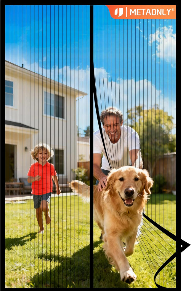 Magnetic Screen Door Mesh 38 x 82 Inch for 36 x 80 Inch Door Black