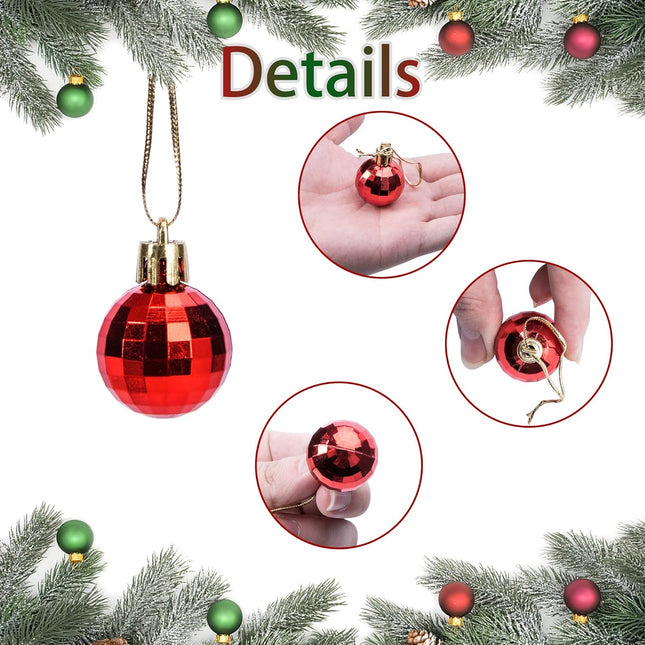 36 Mini Christmas Ball Ornaments 1.2 Inch Colorful Shatterproof Xmas Decorations