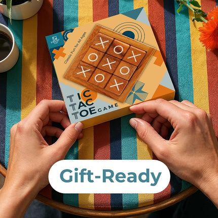Wooden Tic Tac Toe Game – Mini XO Board for Home, Office & Travel