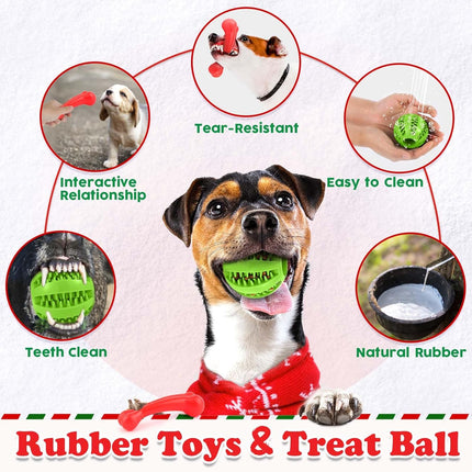 Christmas Dog Toys 8-Pack – Santa Squeaky Plush Chews & Durable Interactive Rope for Puppies
