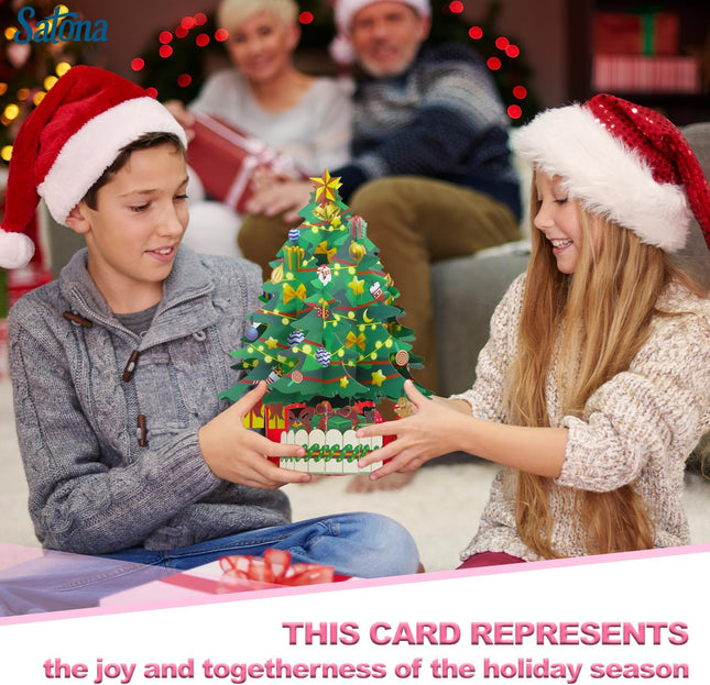 Christmas Pop-Up Greeting Card – 3D Santa, Snowman & Tree Holiday Card