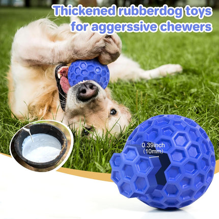 Indestructible Squeaky Dog Ball Toy for Aggressive Chewers Teeth Cleaning