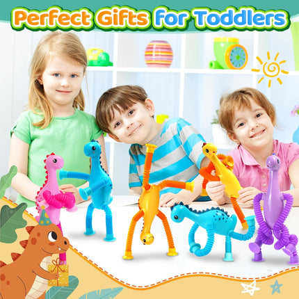 4Pcs Dinosaur Airplane Travel Toys – Suction Cup Sensory Fun for Kids & Toddlers
