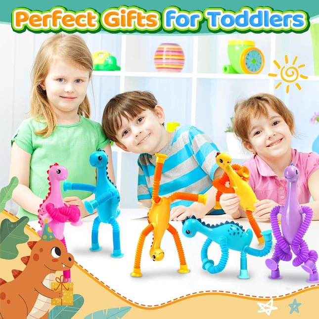 4Pcs Dinosaur Airplane Travel Toys – Suction Cup Sensory Fun for Kids & Toddlers