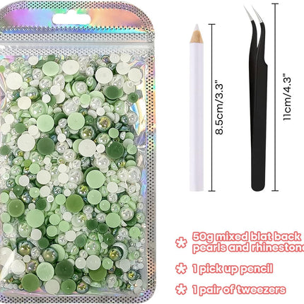 50g Mix Flatback Rhinestones & Half Pearls | DIY Crafts, Tumblers, Nail Art