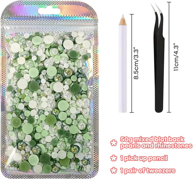 50g Mix Flatback Rhinestones & Half Pearls | DIY Crafts, Tumblers, Nail Art