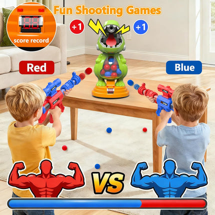 Moving Dinosaur Shooting Game Toy with Gun Lights Sound Mist Spray for Kids