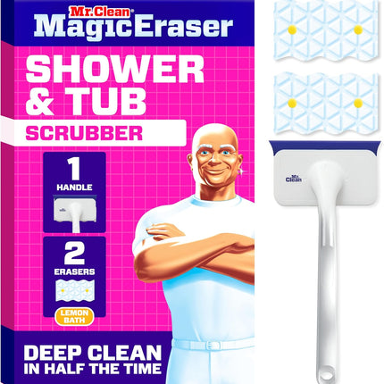Magic Eraser Shower & Tub Scrubber – Lemon Kit, 1 Scrubber + 2 Erasers
