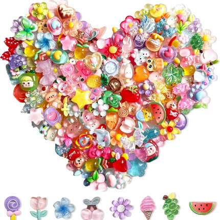 120PCS Mixed Color Slime Charms Flatback Resin Charms for DIY Crafts