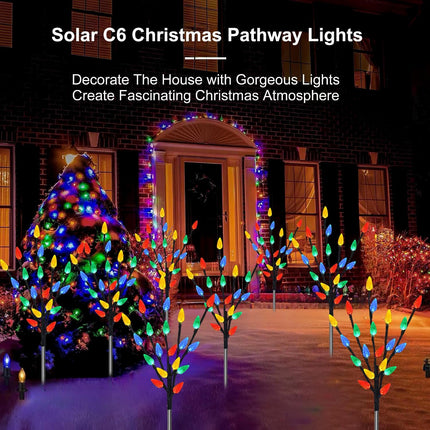 6-Pack Solar Powered C6 Christmas Lights – 120 LEDs, Waterproof, 8 Modes