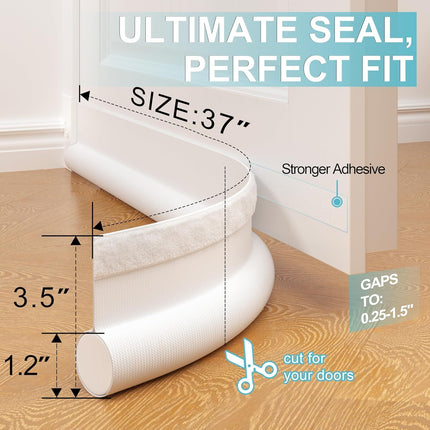 Door Draft Blocker Bottom Seal Cuttable Under Door Insulation Soundproof White